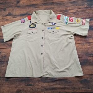 Boy Scouts Official Woman's Blouse Short Sleeve 38/40 Tan Made in USA